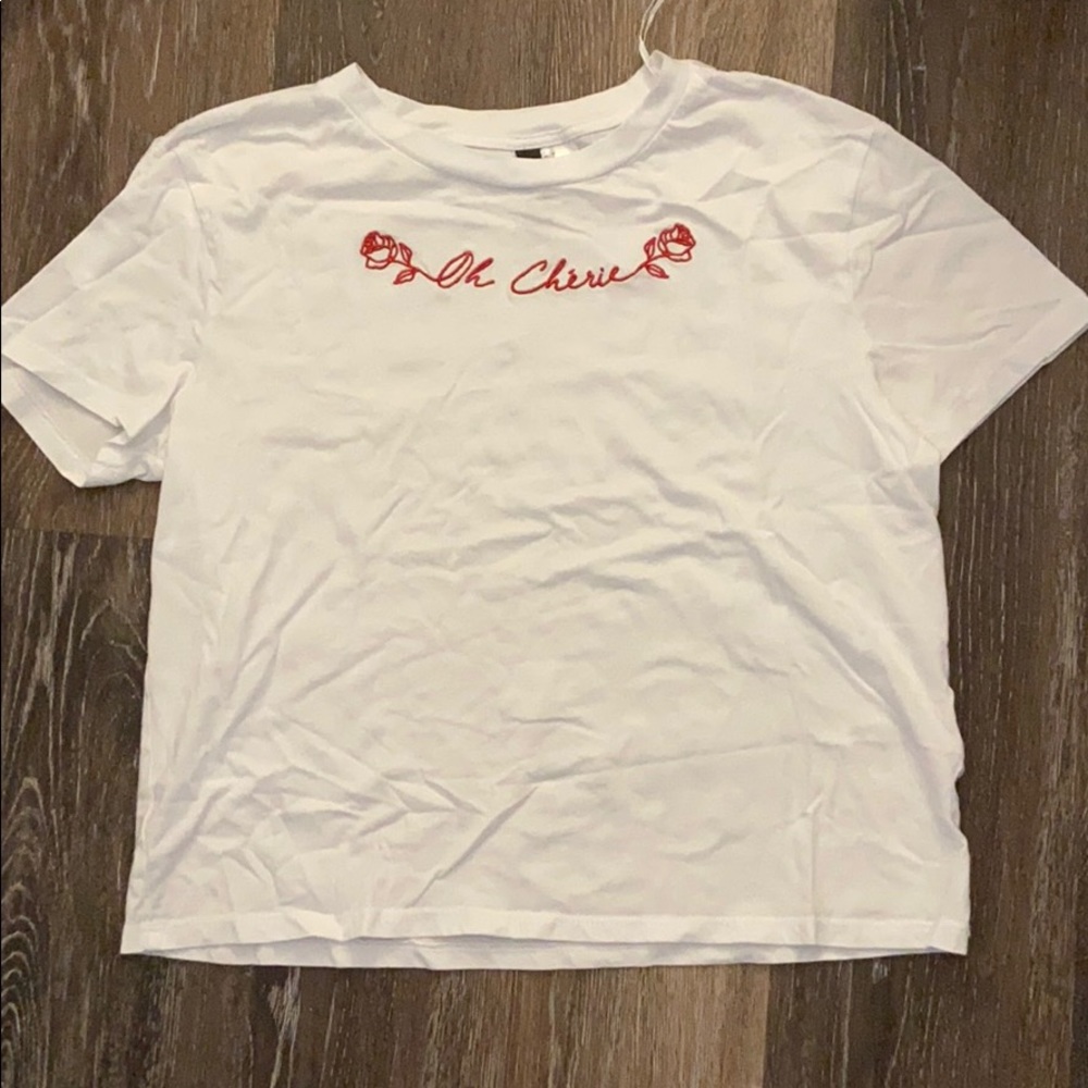 H&M white shirt with roses